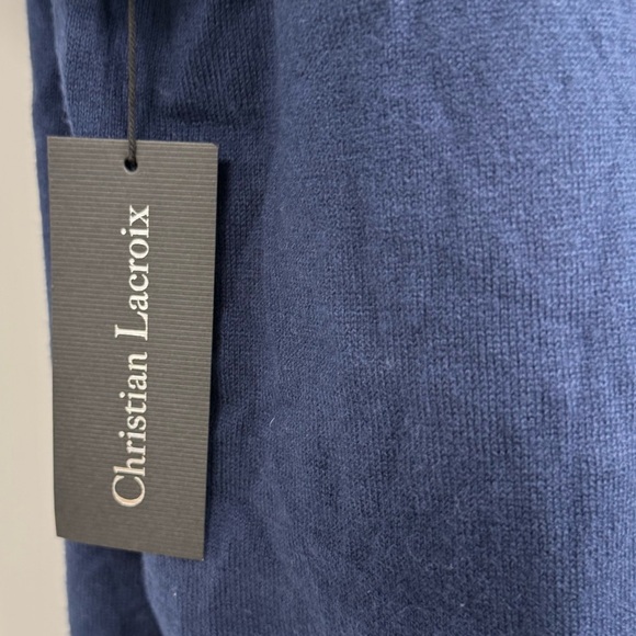 NWT Christian Lacroix Polo Sweater Cashmere Silk Cotton Blend Mens XL Blue Lux - Picture 8 of 8